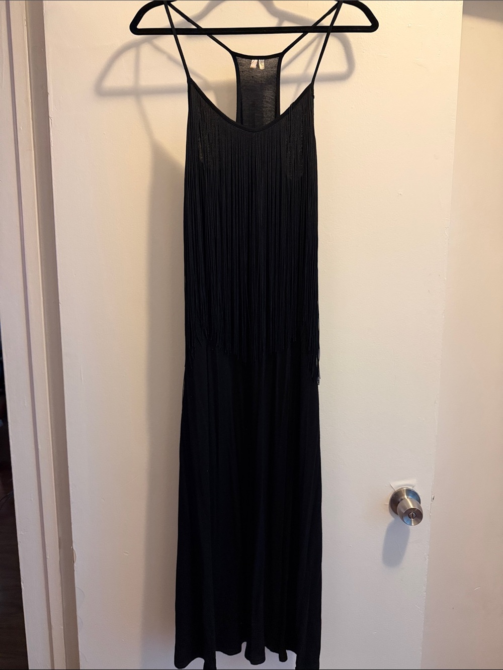 Black Fringe Maxi Dress - Women